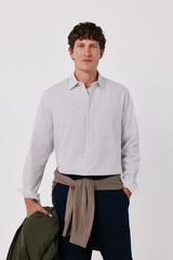 Cortefiel Cotton plaid shirt White