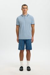 Selected Piqu&eacute; short sleeve polo shirt Blue