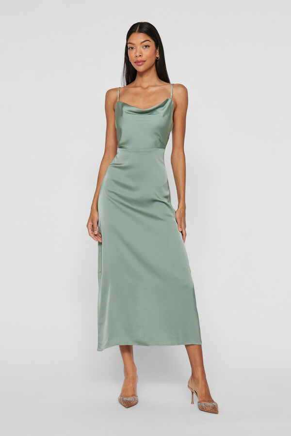 Vila Vestido midi acetinado Verde