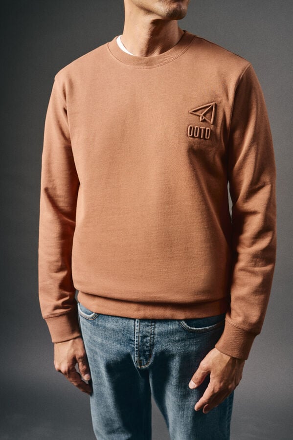 OOTO Sweatshirt com logo em relevo Castanho