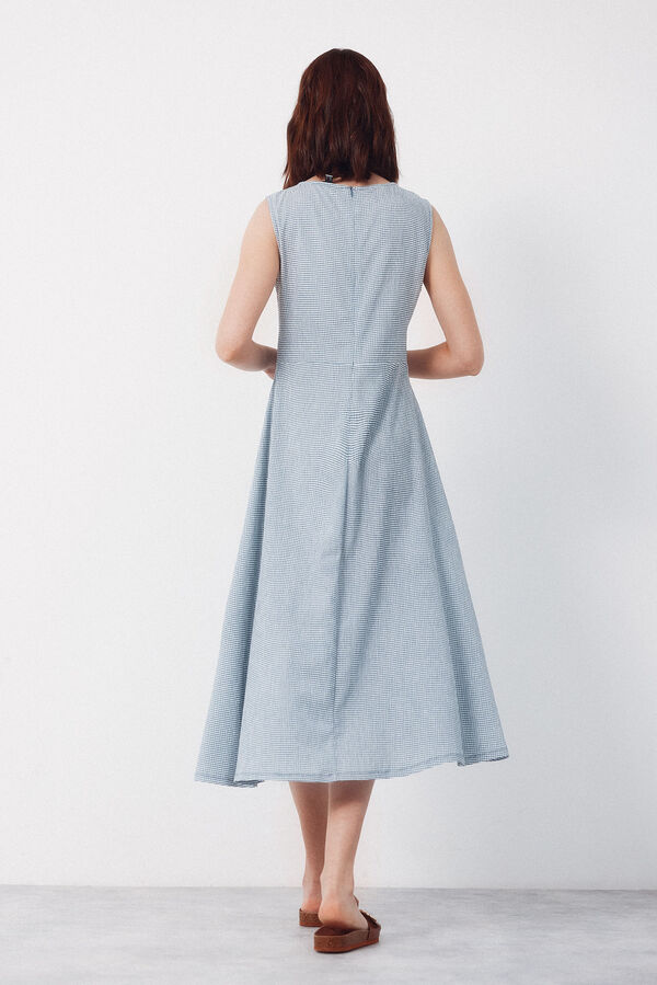 Cortefiel Vichy structured dress Blue