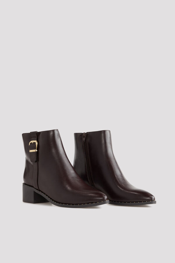 Cortefiel Buckle ankle boot Dark brown