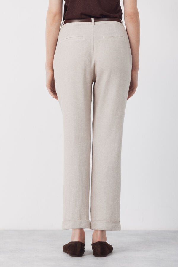 Cortefiel Linen trousers Nude