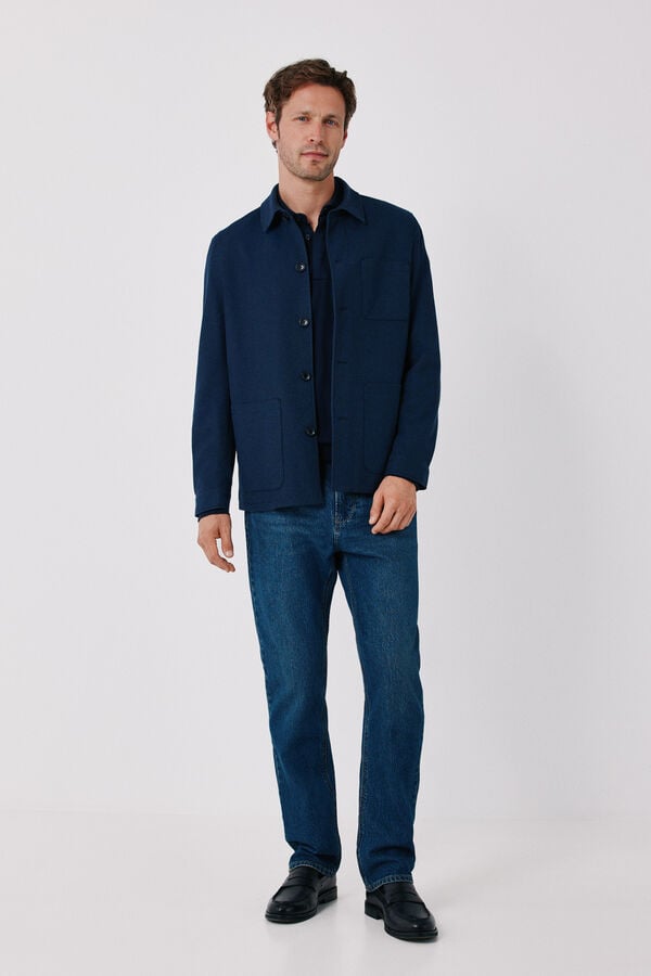 Cortefiel Navy knit overshirt Navy