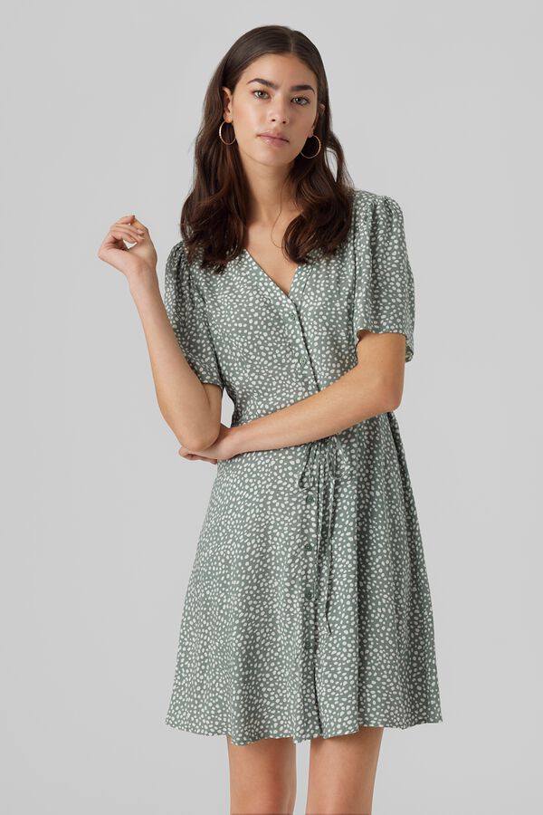 Vero Moda Vestido curto com bot&otilde;es Verde