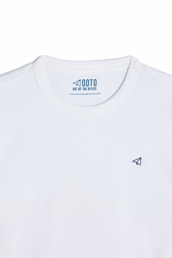 Cortefiel T-shirt básica com bordado avião OOTO Branco