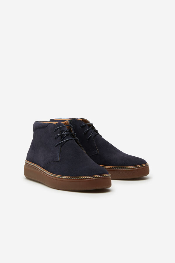 Cortefiel Lace-up rubber sole low boot Navy