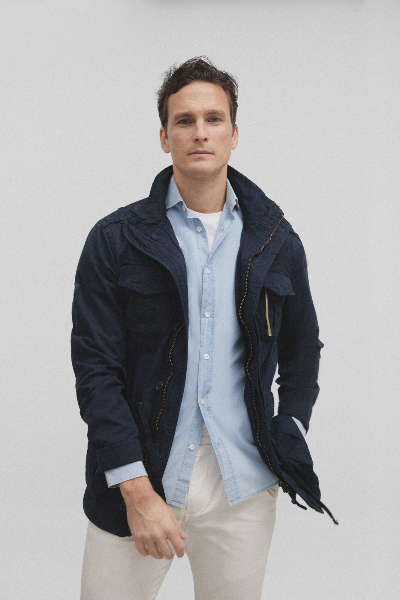 Blue military jacket mens hotsell