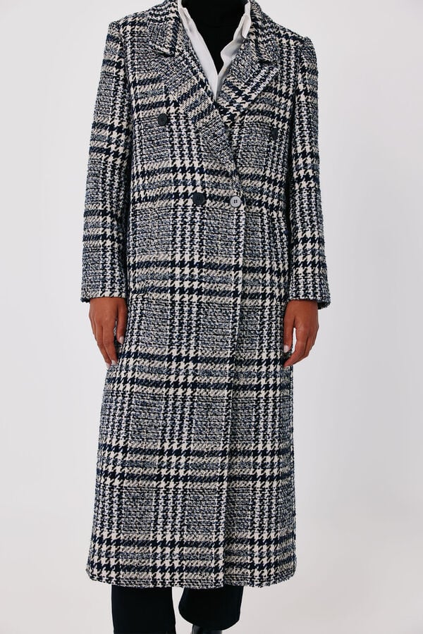 Cortefiel Plaid long coat Multicolour