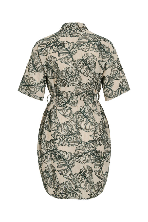 Vila Vestido camiseiro curto com bordados Tostado