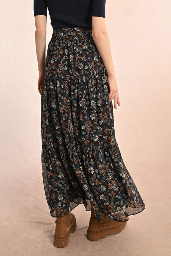 Cortefiel Long skirt with print and ruffles Multicolour