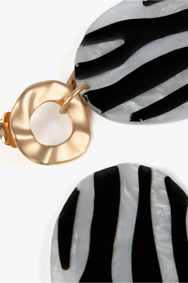 Lola Casademunt Pendientes efecto animal print zebra Estampado blanco