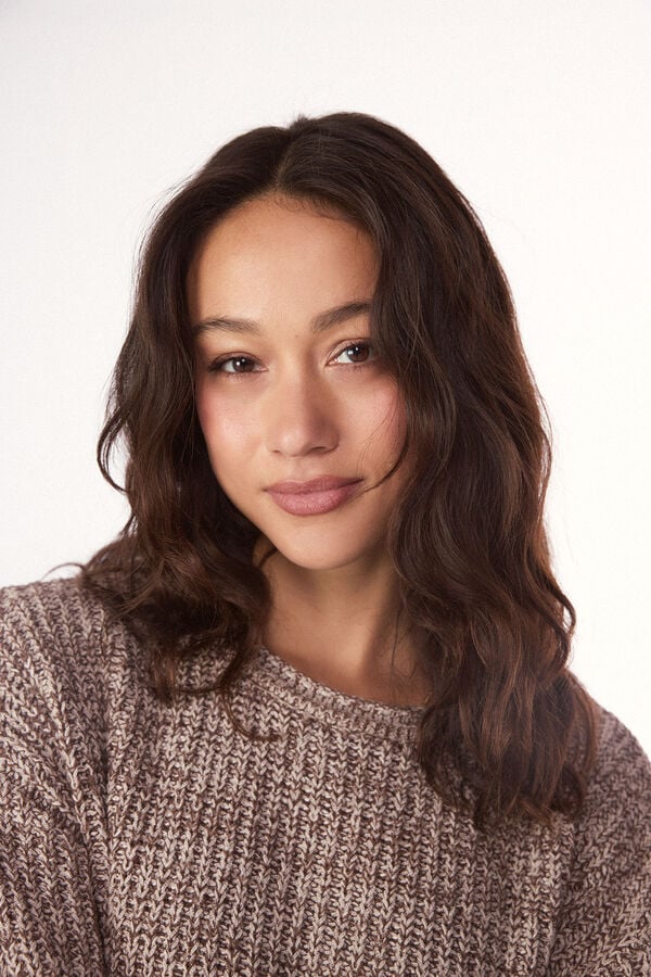 Cortefiel Jersey punto perlado Castanho