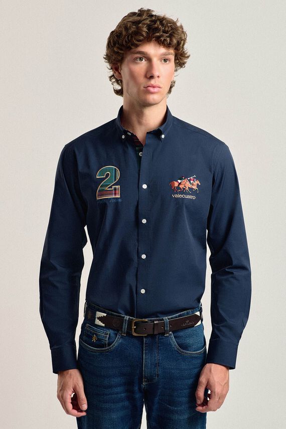 Camisa hombre Valecuatro azul marino modelo caballos