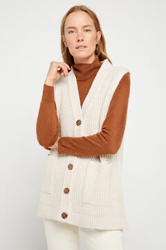 Cortefiel V-neck vest Ecru