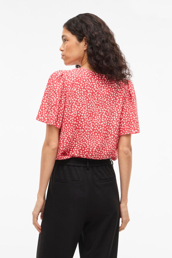 Vila Blusa de manga curta em viscose Vermelho