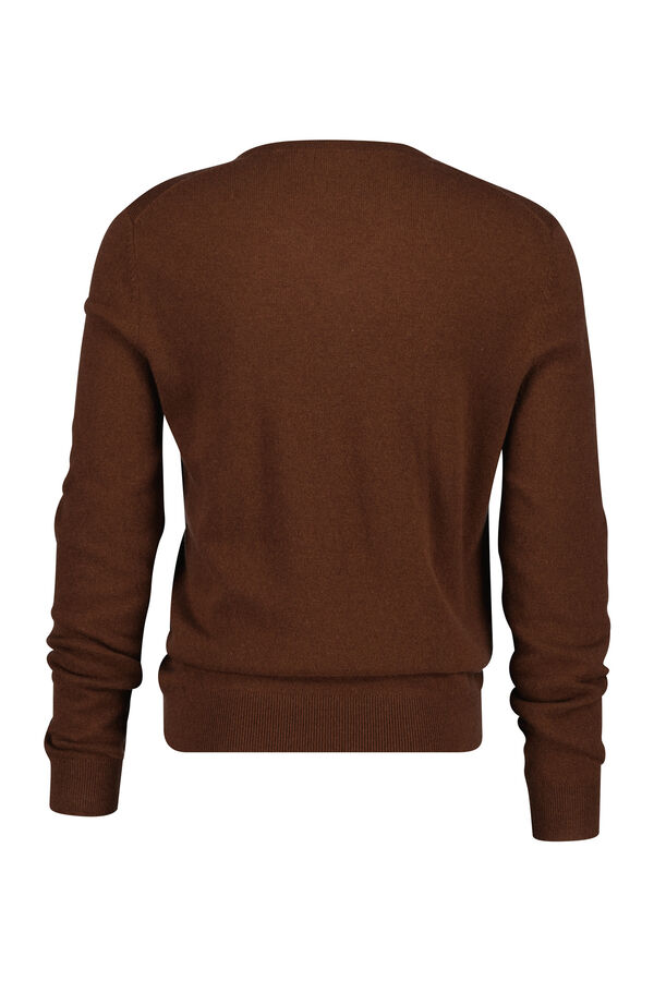 Gant Camisola de lã com gola em V Castanho