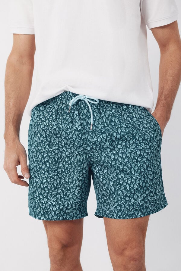 Cortefiel Printed small algae swimwear Green