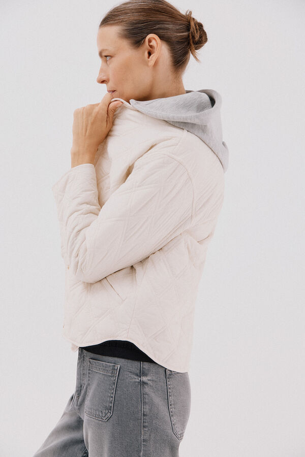 Cortefiel Anorak corto capucha sudadera Marfil