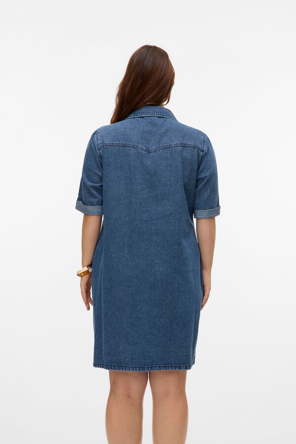 Vero Moda Curve Vestido jeans curto tamanhos grandes Azul