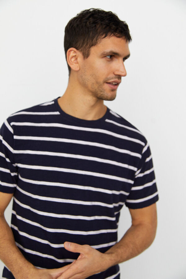 Cortefiel Striped T-shirt  Blue