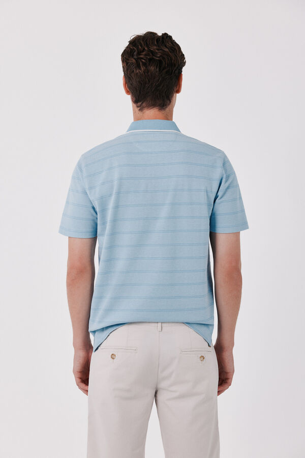 Cortefiel Striped oxford polo shirt Blue