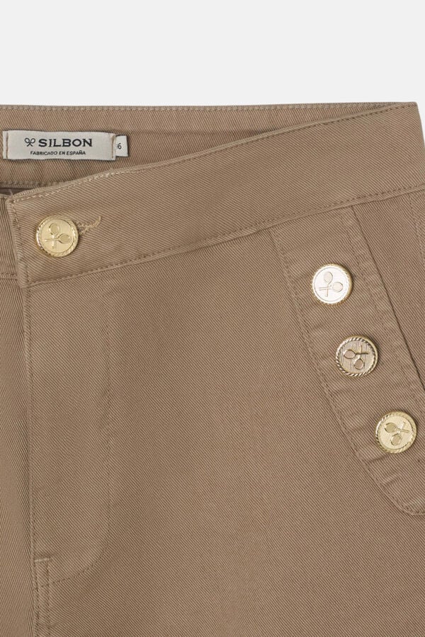 Silbon Cal&ccedil;a culotte estilo marinheiro denim Castanho