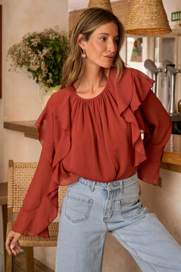 Pol&iacute;n Et Moi Inaya ruffle blouse Orange