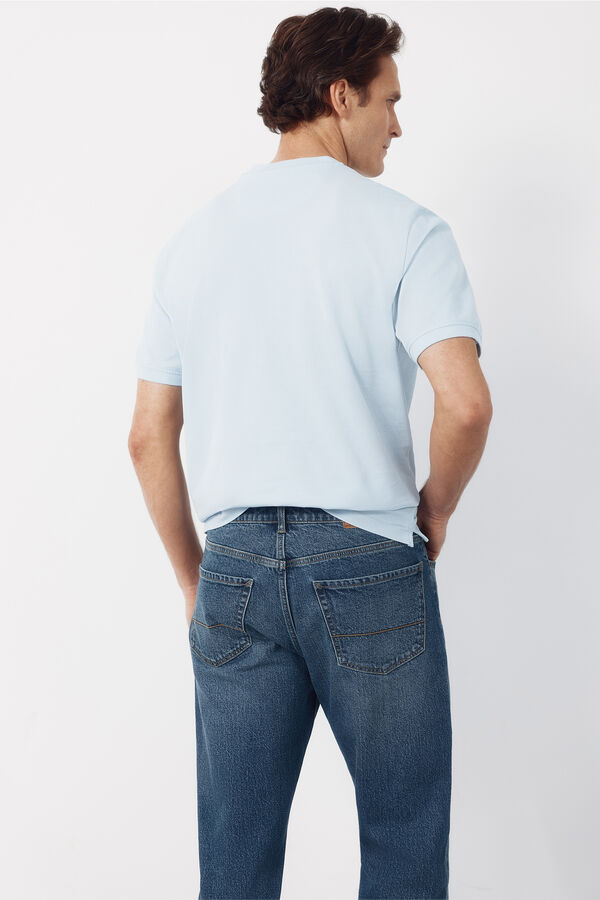 Cortefiel Piqu&eacute; basic T-shirt Blue