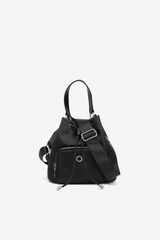 Cortefiel Quilted Nylon Bucket Bag Black