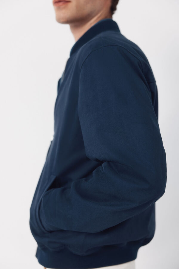 Cortefiel Faux suede bomber jacket Navy