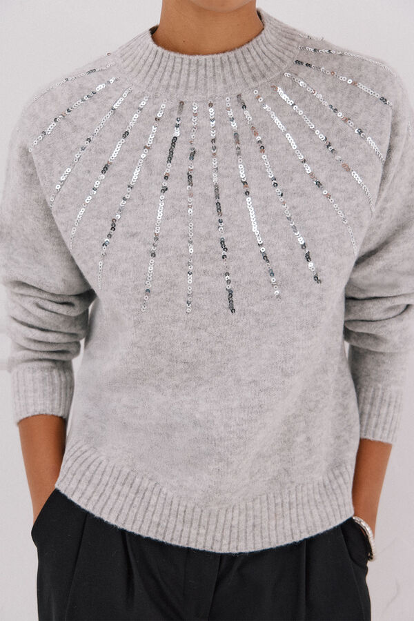 Cortefiel Jersey delantero lentejuelas. Grey
