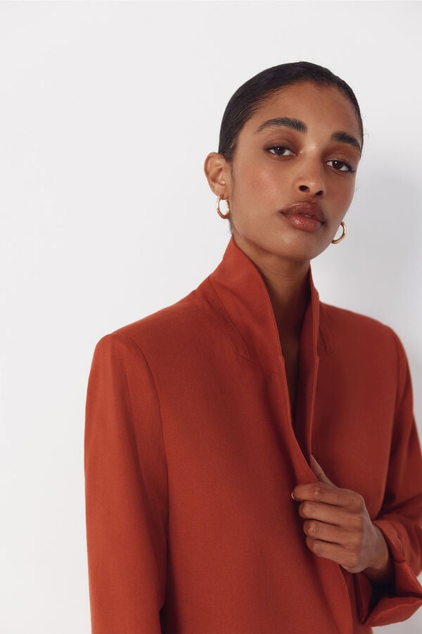 Cortefiel Blazer fabric with linen Orange