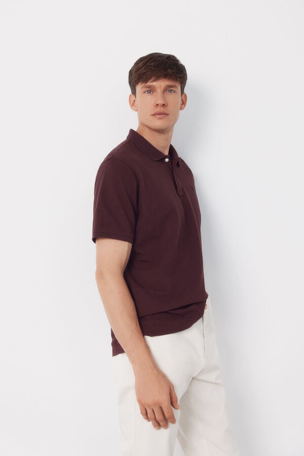 Cortefiel Basic piqué polo shirt Maroon