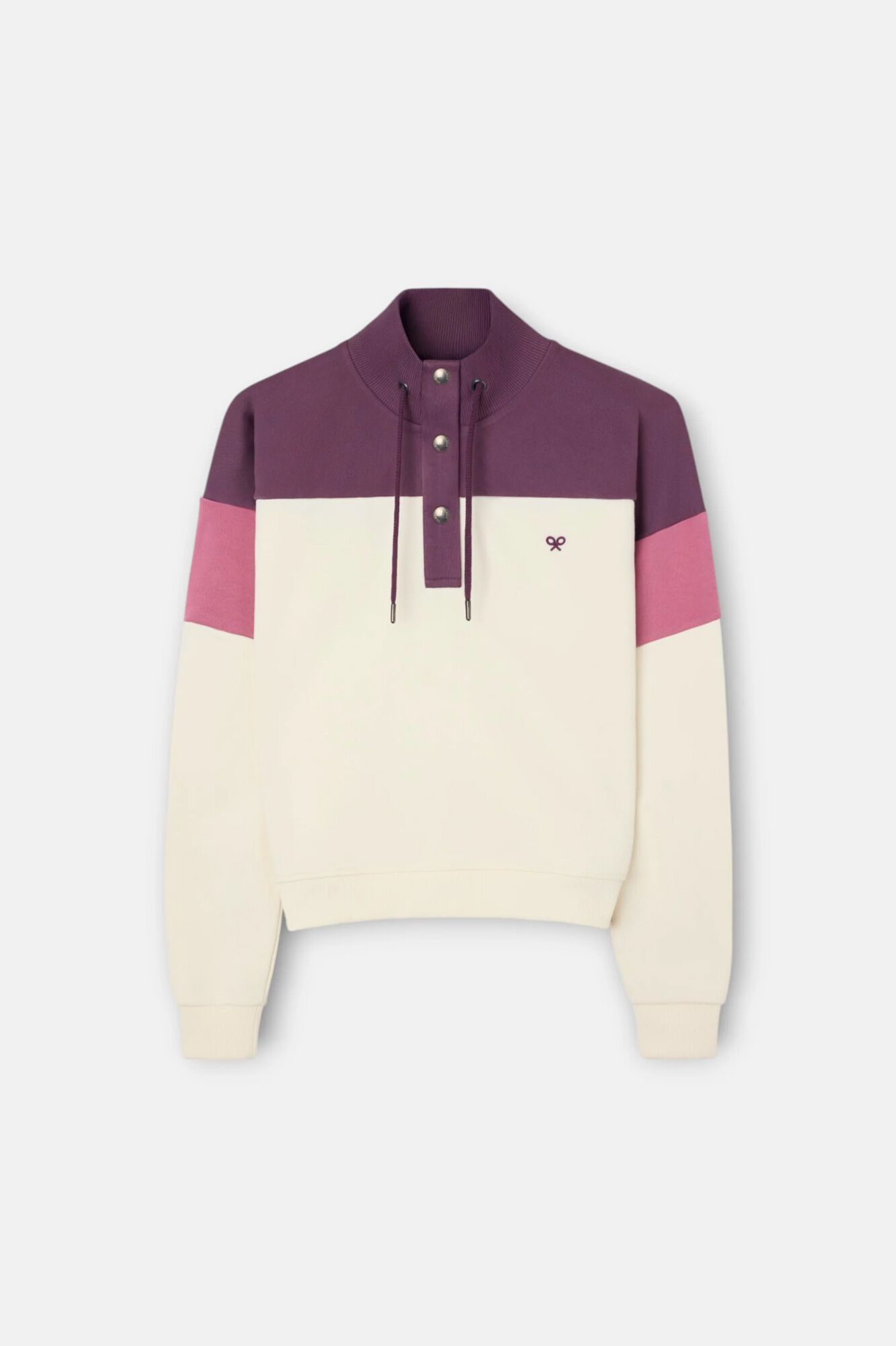 Silbon Sweatshirt mulher tricolor gola com bot&otilde;es