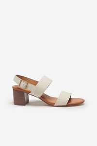 Cortefiel Leather sandals stitching Ivory