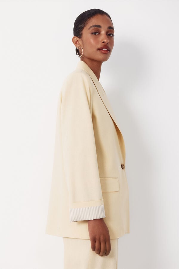 Cortefiel Blazer fabric with linen Yellow