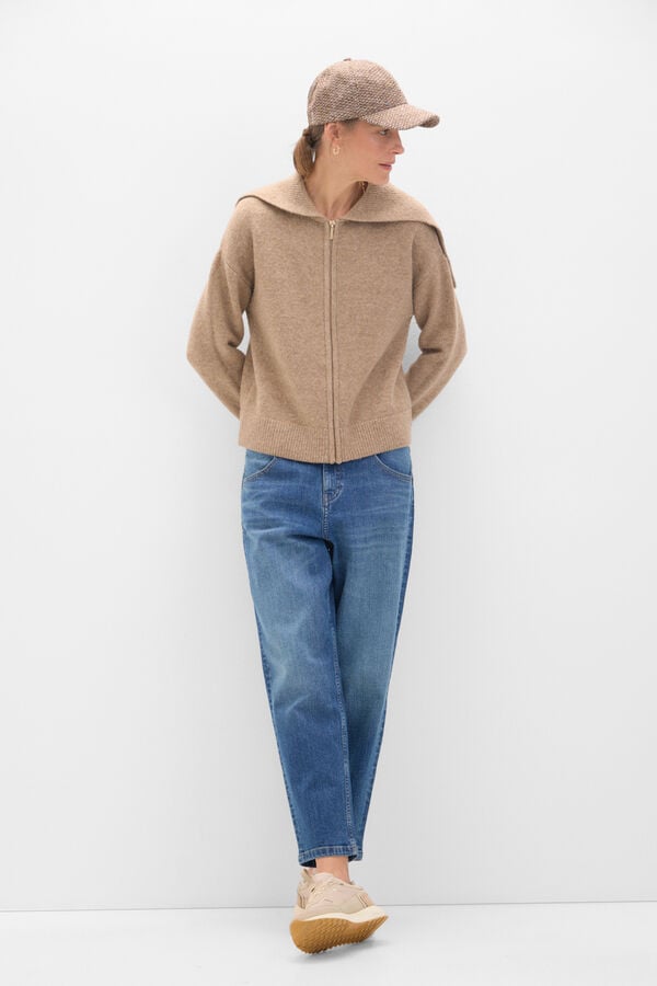 Cortefiel Chaqueta cuello cremallera Beige