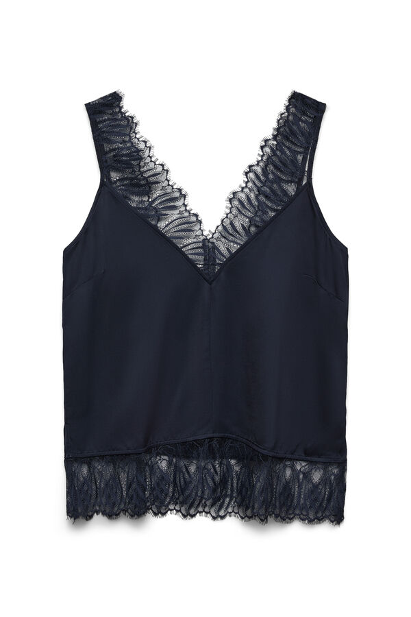 Vero Moda Top de lingerie acetinado com renda Azul