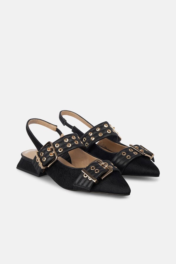 Alma en Pena Sapato slingback com fivela larga Preto
