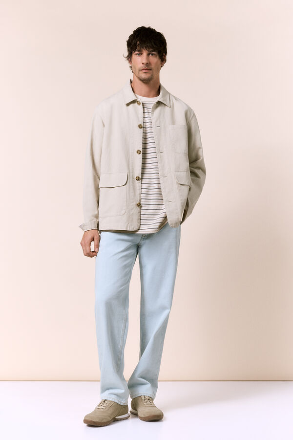 OOTO Cotton linen overshirt Beige