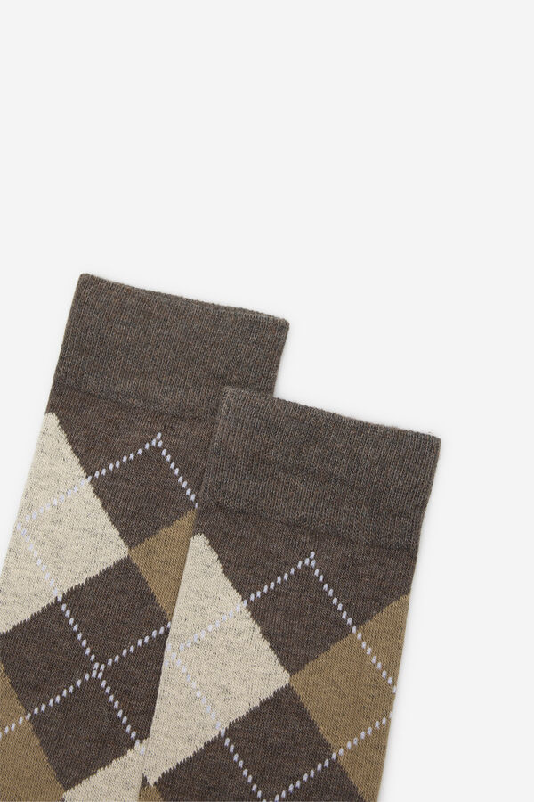 Cortefiel Diamond pattern sock Dark brown