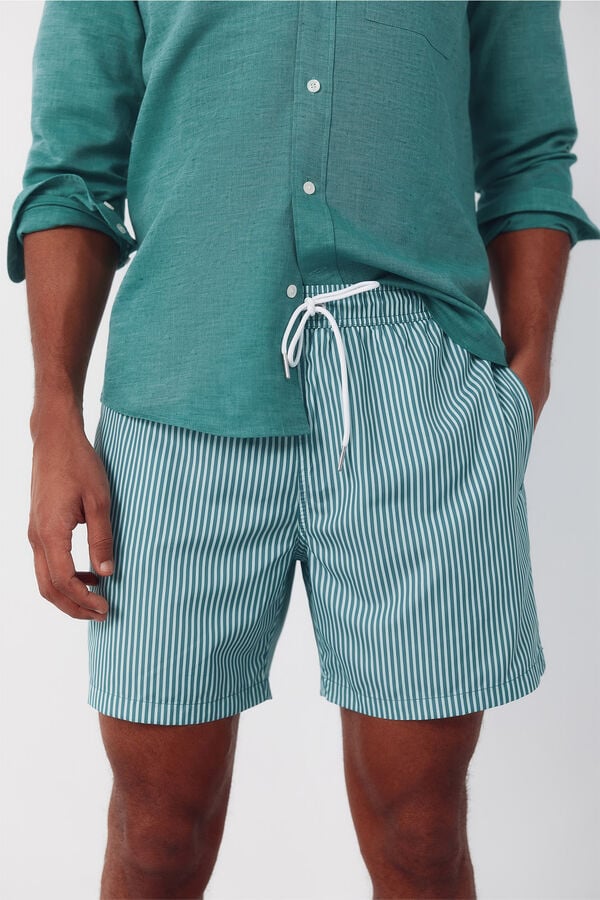 Cortefiel Striped print swimwear Green