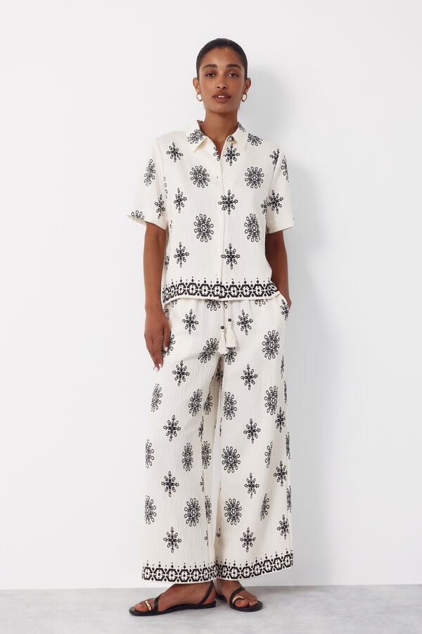 Cortefiel Printed short sleeve shirt Printed white