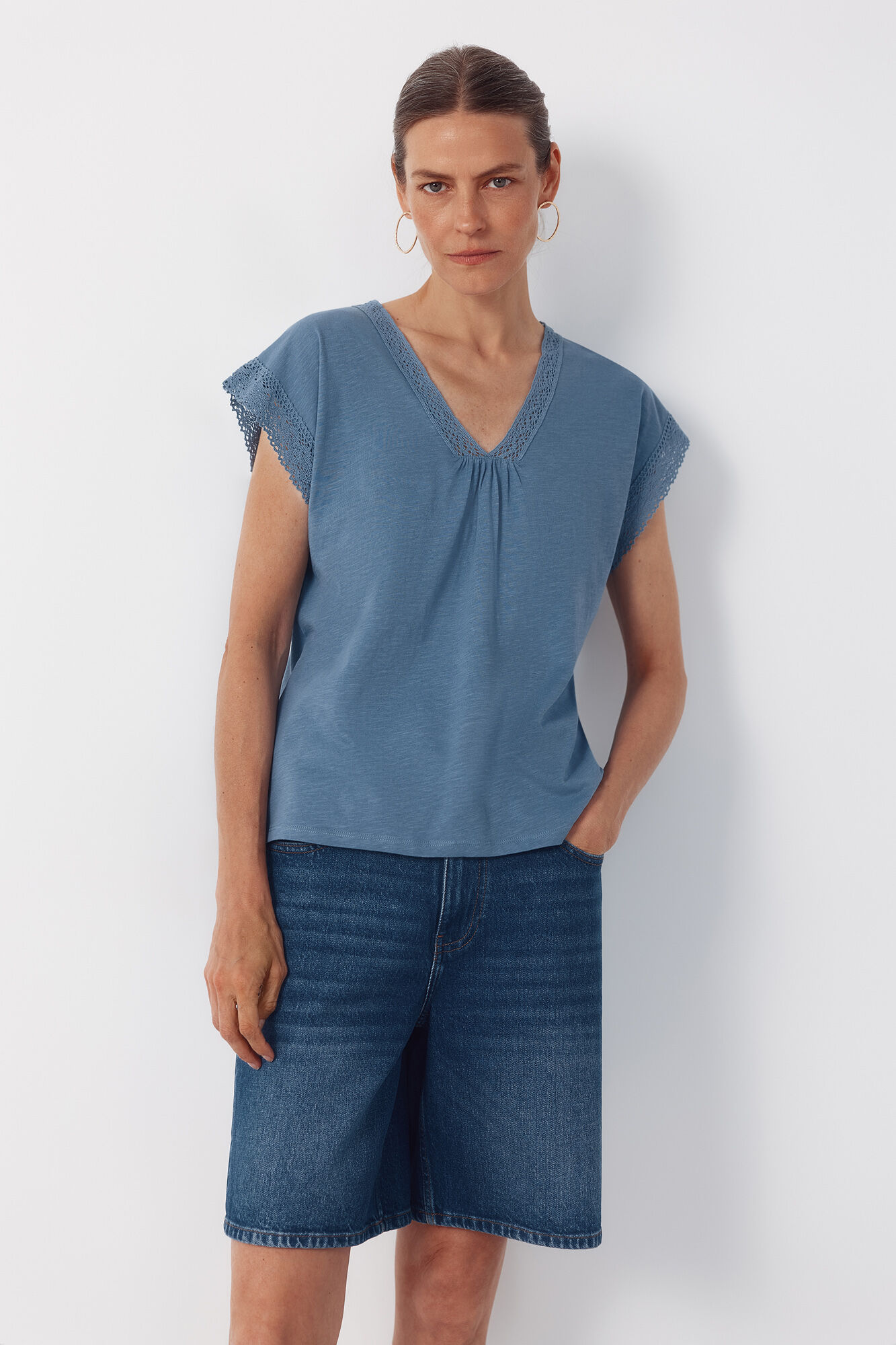 Cortefiel Slub t-shirt with trim