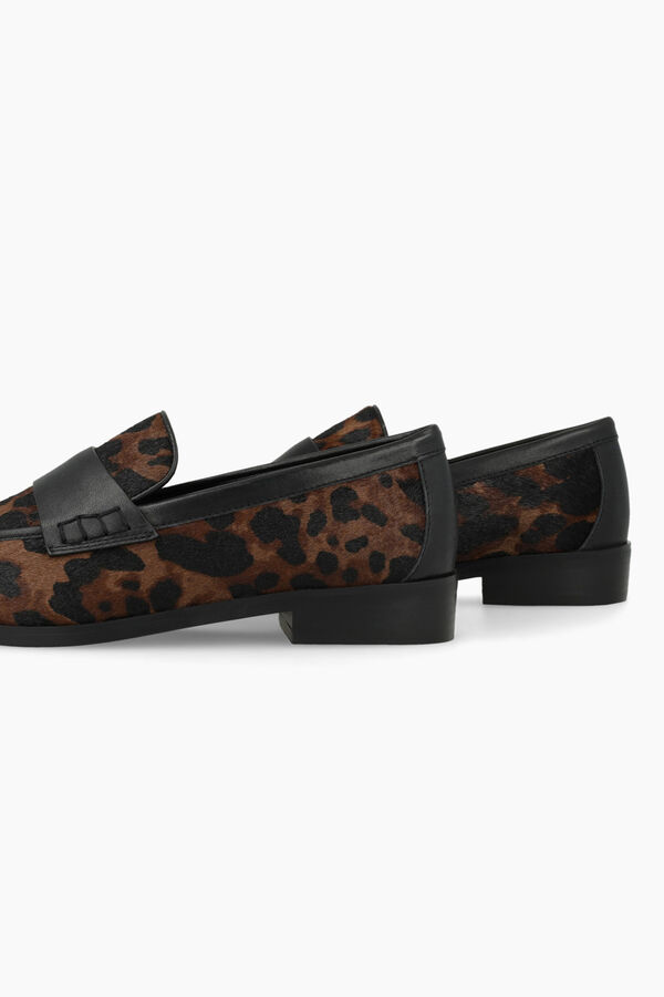 Lodi Mocasines en piel efecto animal print Estampado marr&oacute;n