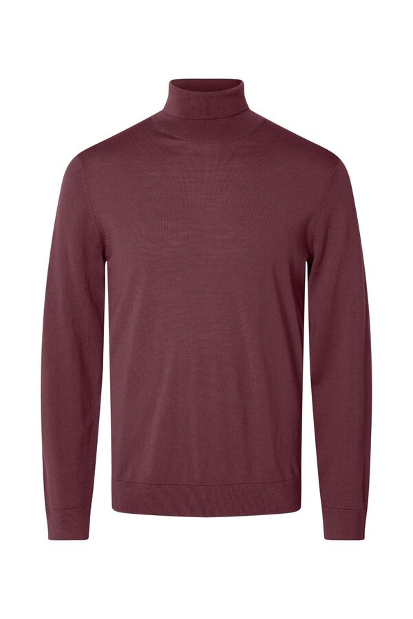 Selected Camisola gola alta 100% l&atilde; merino Vermelho