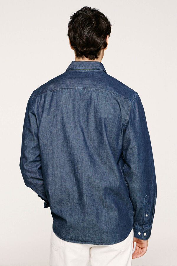 Selected Camisa vaquera ligera 100% algodón orgánico. Azul marino