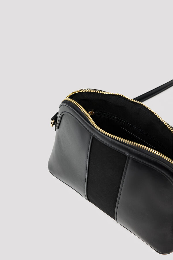 Cortefiel Bimaterial crossbody bag Black