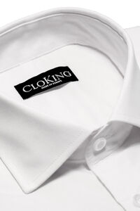 Cortefiel Plain double-cuff spread collar shirt White